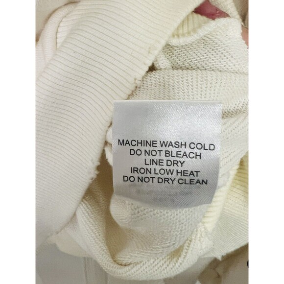 Dance & Marvel Womens Medium Cream Sweatshirt Distressed Slashed Cut Up - Picture 9 of 9